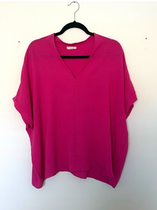 Urban Daizy Tops - Dolman V-Neck Tunic Top in Bright Pink